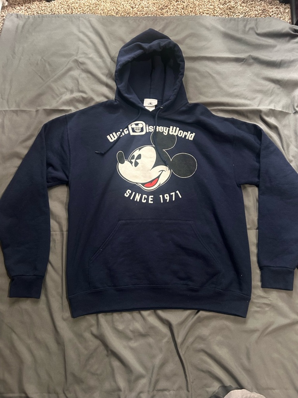 Disney Parks Walt Disney World Mickey Mouse Hoodie L Navy Since 1971 Pullover